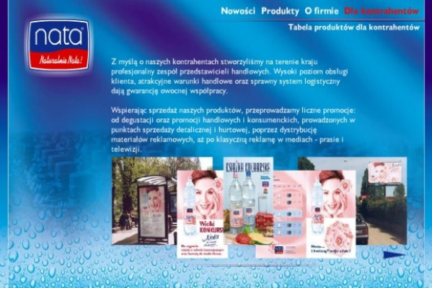 Woda Nata reklamuje się w punktach sprzedaży