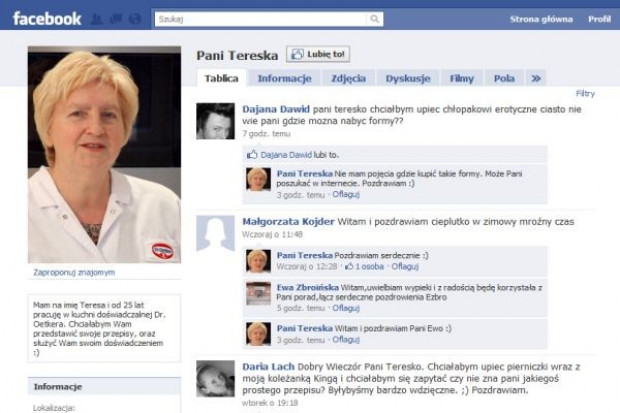 Dr. Oetker promuje się na Facebooku