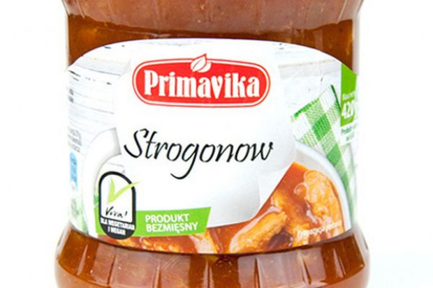 Wegetariański Gulasz Strogonow marki Primavika w nowym opakowaniu