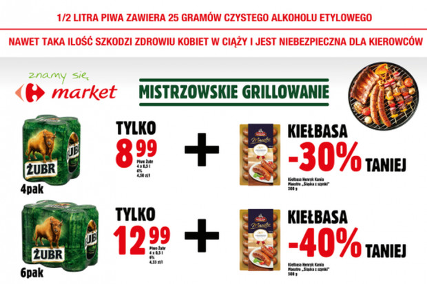 Promocja wyrobów marki Żubr i ZM Henryk Kania, fot. mat.pras. Producenci wędlin i piwa we wspólnej promocji w Carrefour Market