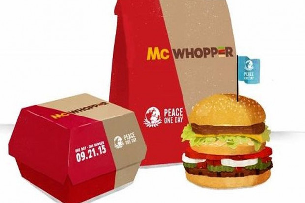 Koncerny nie przygotują razem okolicznościowej kanapki, fot. mcwhopper.com McDonald's odmówił współpracy z Burger Kingiem