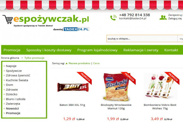 Nowy internetowy sklep spożywczy, fot. za espozywczak.pl Wystartował espożywczak.pl - internetowy dyskont spożywczy