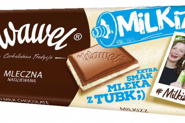 Fot. mat.pras. Wawel promuje czekoladę o smaku mleka z tubki Milkizz
