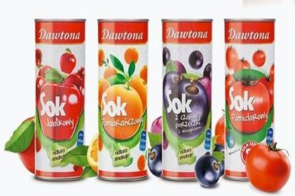 Zapuszkowane soki marki Dawtona