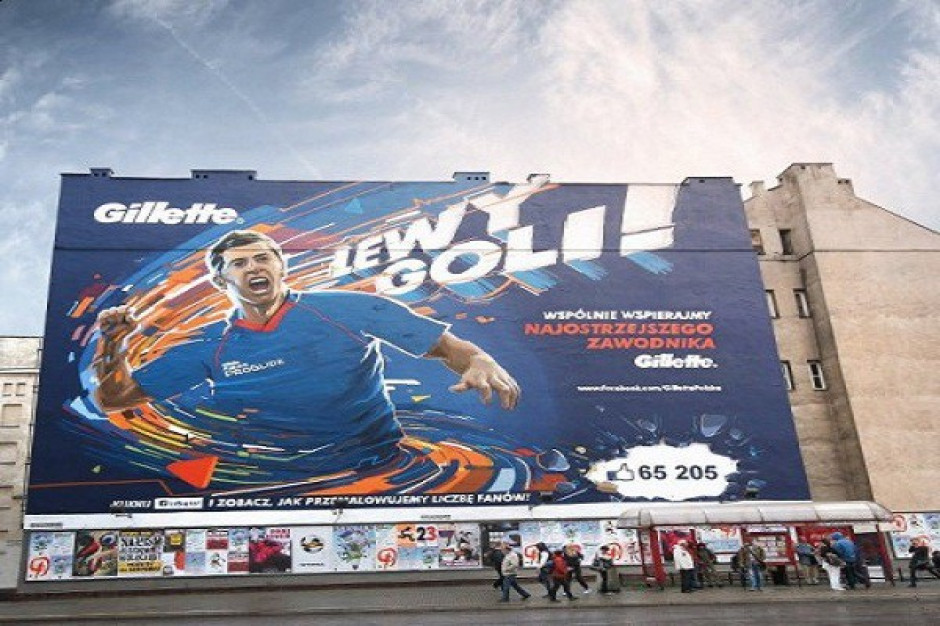 Niestandardowa kampania Gillette - Robert Lewandowski na muralu