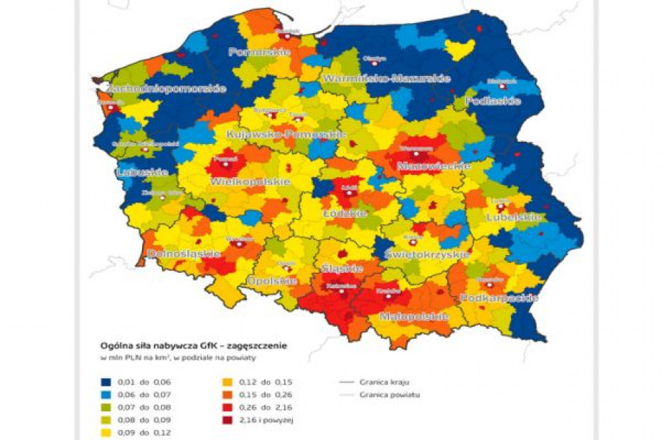 Gfk: Nadal duże zróżnicowanie regionalne w sile nabywczej Polaków