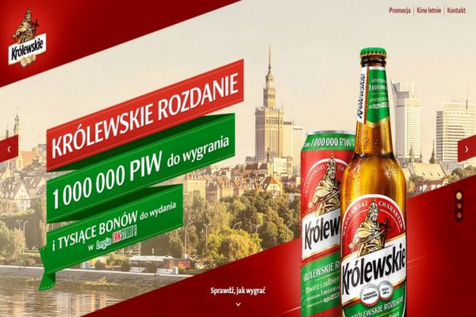 Królewskie nagradza w loterii piwem Królewskie promuje sprzedaż piwa loterią z pulą 1 mln piw