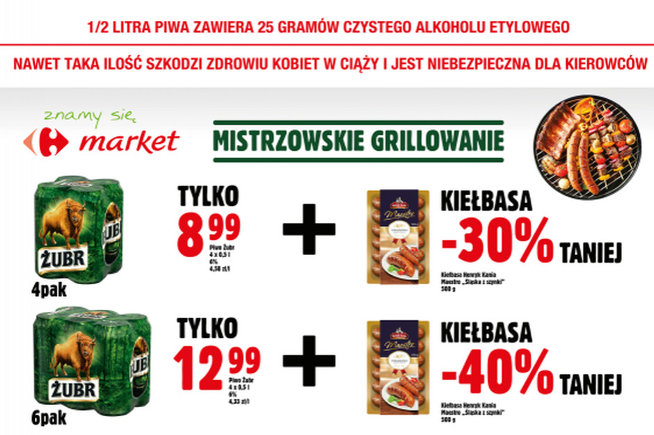 Promocja wyrobów marki Żubr i ZM Henryk Kania, fot. mat.pras. Producenci wędlin i piwa we wspólnej promocji w Carrefour Market