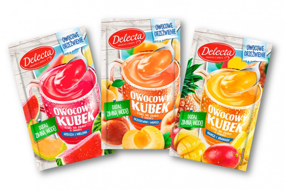 Fot. mat.pras. Owocowy kubek kisiel Delecta na zimną wodę