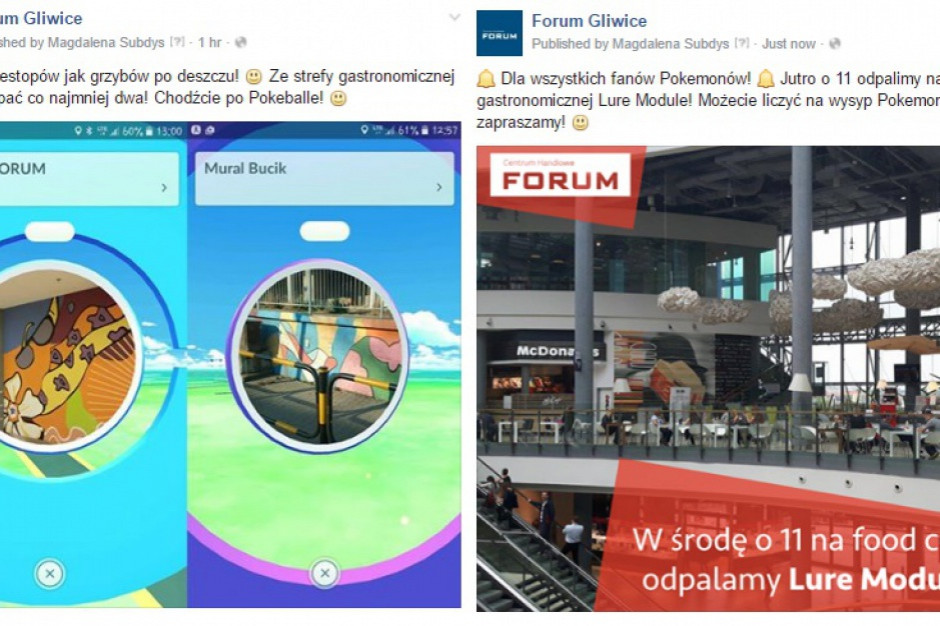 fot. materiay prasowe, Przykładowe akcje CH Forum Gliwice Poradnik: Poke-marketing, czyli jak wypromować lokalny biznes przy pomocy Pokemon GO