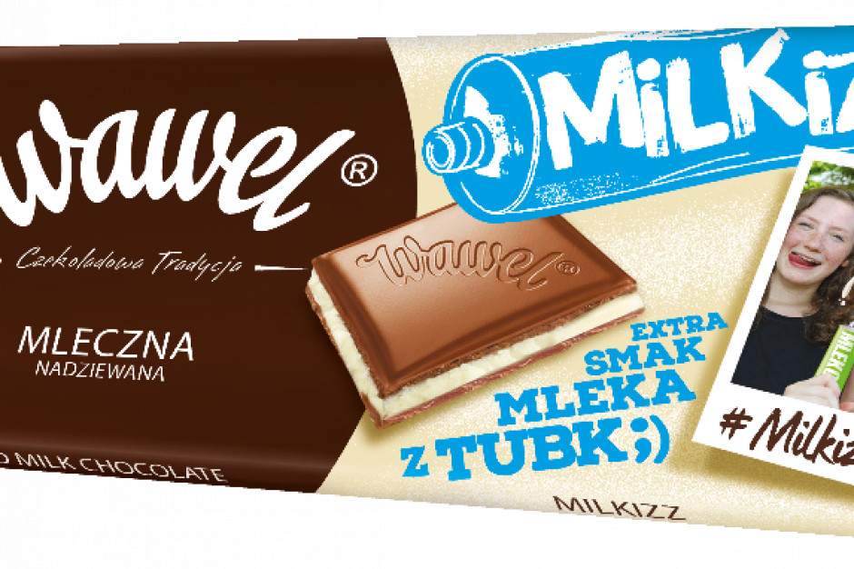 Fot. mat.pras. Wawel promuje czekoladę o smaku mleka z tubki Milkizz