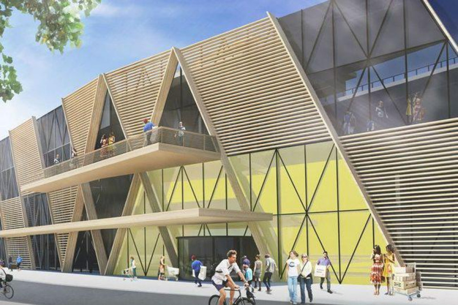 Na zdj. wizualizacja sklepu IKEA, fot. za Retail Detail IKEA buduje eko-sklep - panele słoneczne, ogród na dachu i zbieranie wody deszczowej