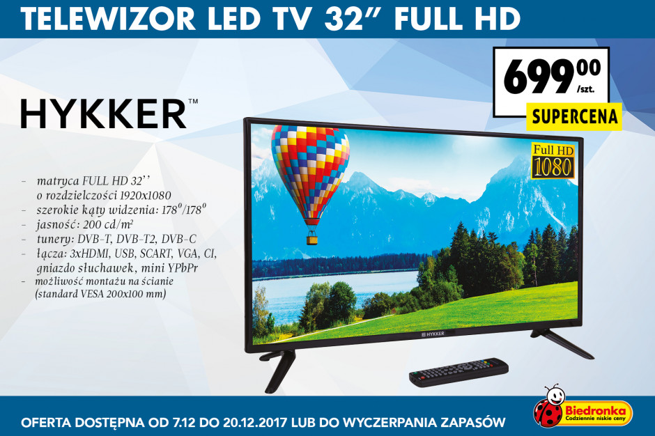 Biedronka przed świętami będzie sprzedawać telewizory