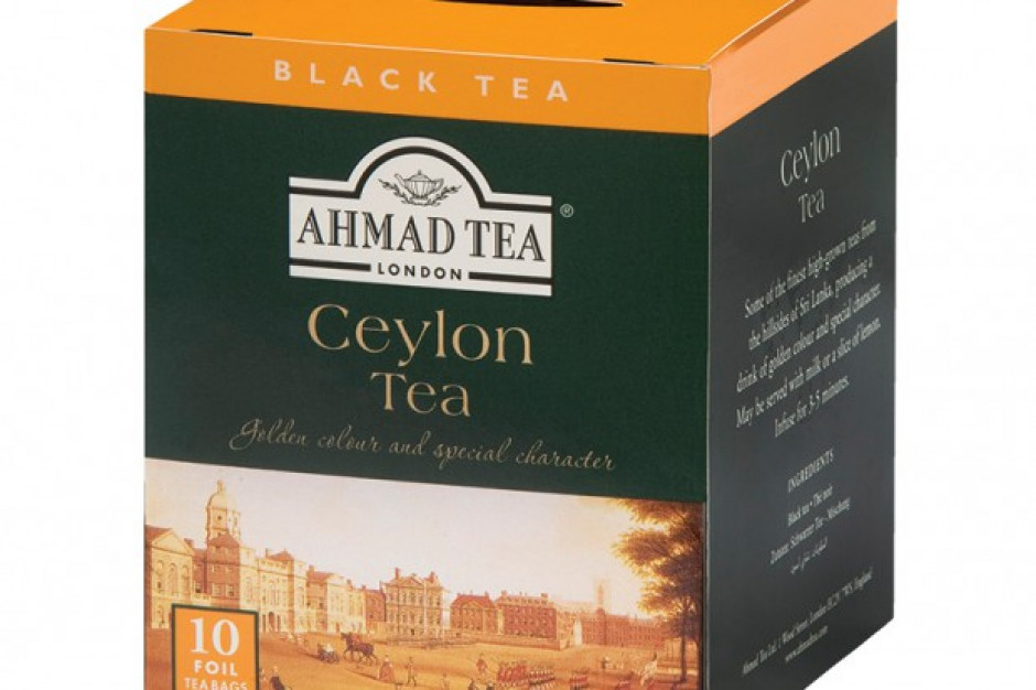 Herbaty Ahmad Tea London w opakowaniach zawierających 10 torebek