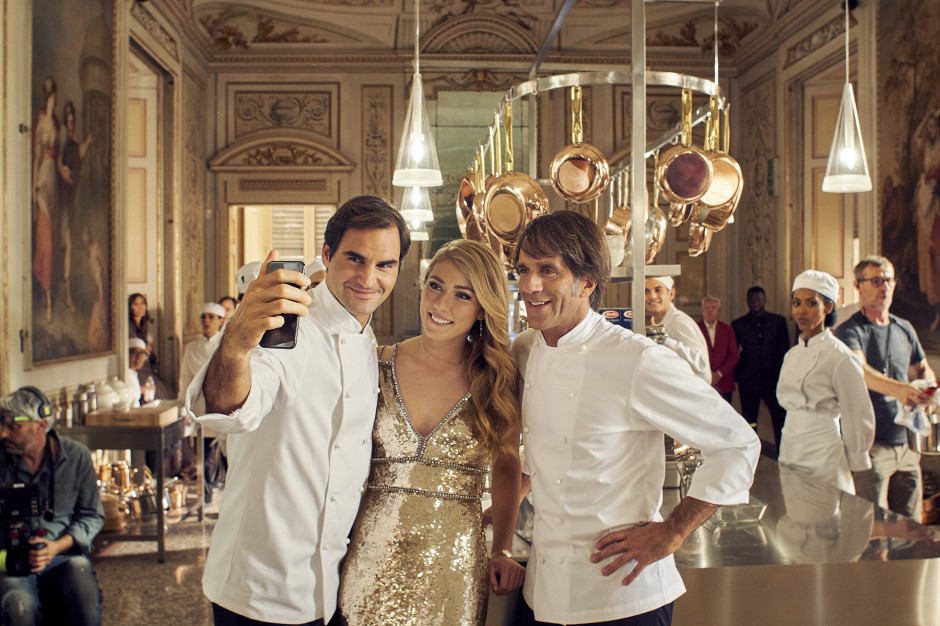 Fot. materiały prasowe Roger Federer i David Oldani w kampanii makaronów Barilla