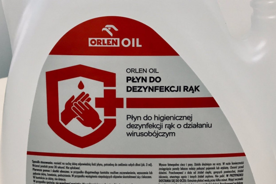 Opakowanie płynu do dezynfekcji rąk, produkowanego przez Orlen; fot. materiały prasowe E. Leclerc przeprasza PKN Orlen za odsprzedaż płynów odkażających