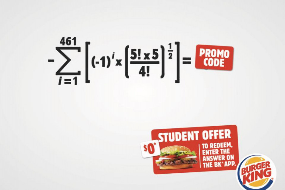 Burger King rozdaje uczniom burgery za rozwiązywanie szkolnych zadań, fot. marketingprzykawie.pl Burger King rozdaje uczniom burgery za rozwiązywanie szkolnych zadań