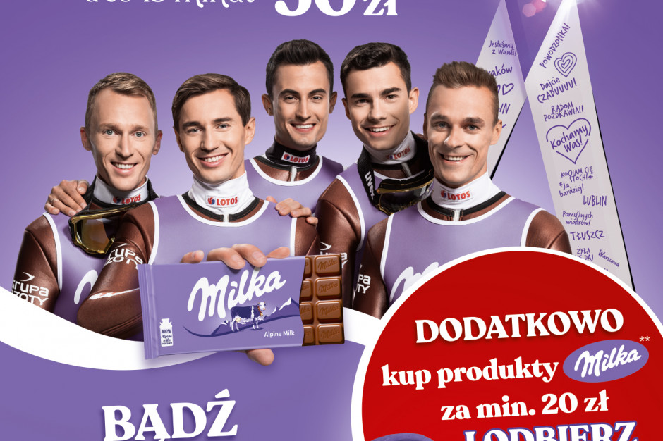 Milka wspiera polskich skoczków, fot. mat. pras. Akcje promocyjne Milki w sieciach sklepów Carrefour i Tesco