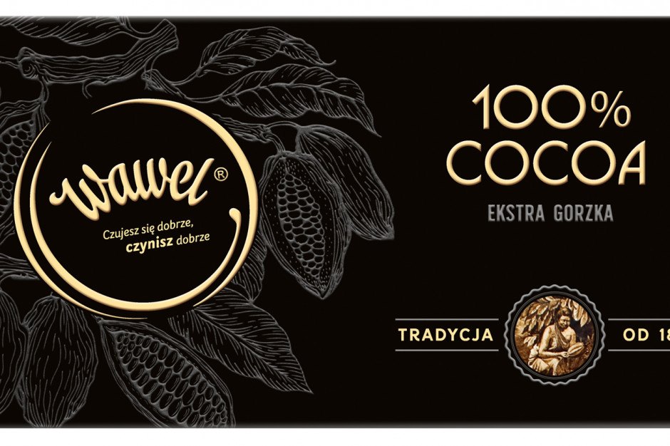 Extra Gorzka 100% cocoa Wawel, fot. mat. pras. 100% cocoa w gorzkiej czekoladzie z Wawelu