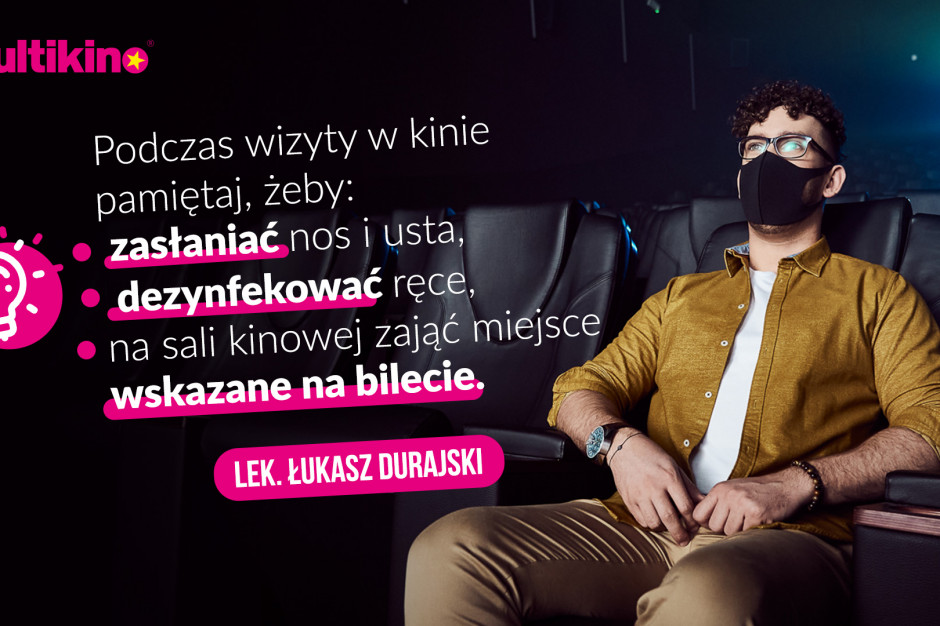 28 maja w kinach sieci Multikino odbędą się pierwsze seanse filmowe; fot. materiały prasowe Multikino wznawia działalność, do kampanii zaangażowano lekarza