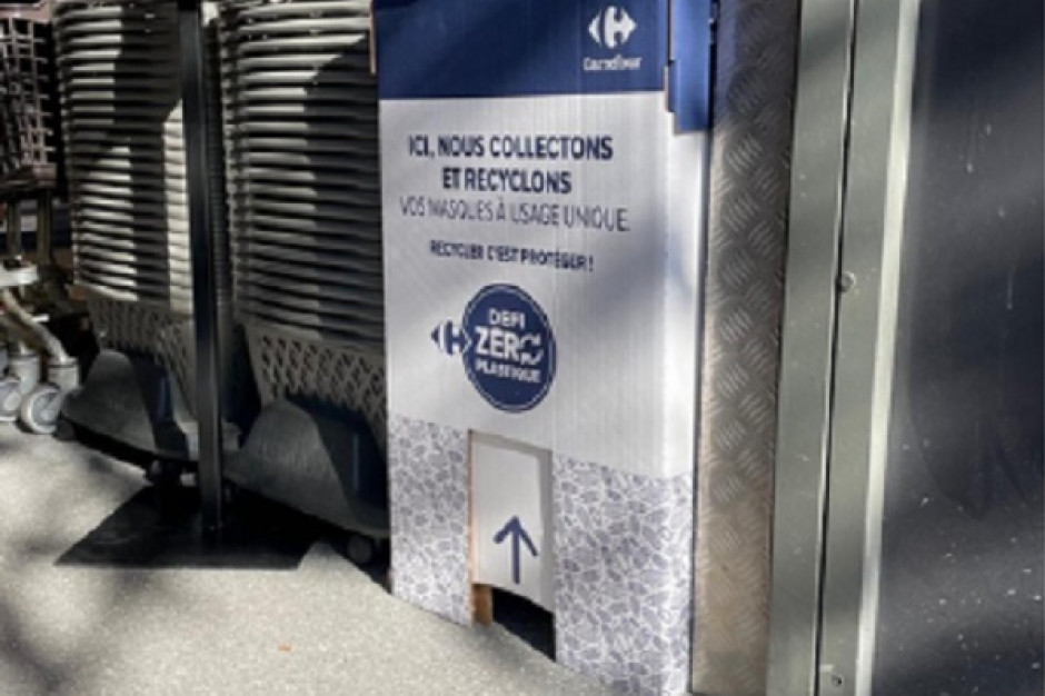 Carrefour chce zebrać w Paryżu 700 tys. maseczek, fot. mat. pras. Carrefour zbiera jednorazowe maseczki, by poddać je recyklingowi