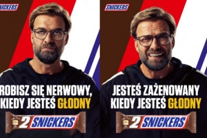Jürgen Klopp w piłkarskiej kampanii marki Snickers