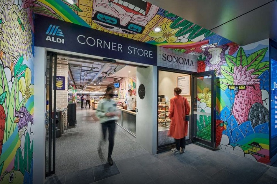 Aldi zasakuje nowym konceptem, fot. za Landini Associates - Aldi Australia Kolorowy koncept convenience Aldi w Australii (galeria)