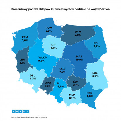 eCommerce_w_regionach_Polski_mapa, fot. mat. pras.