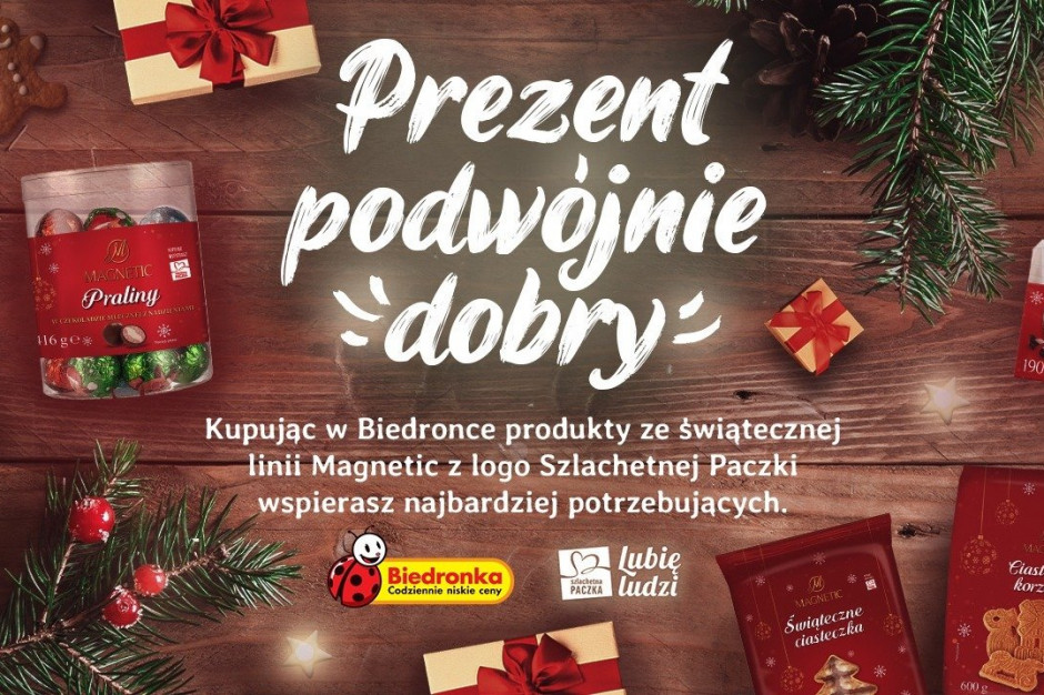 Prezent podwójnie dobry w magnetycznej Biedronce!; fot. materiały prasowe Część przychodów ze sprzedaży słodyczy Biedronka odda Szlachetnej Paczce