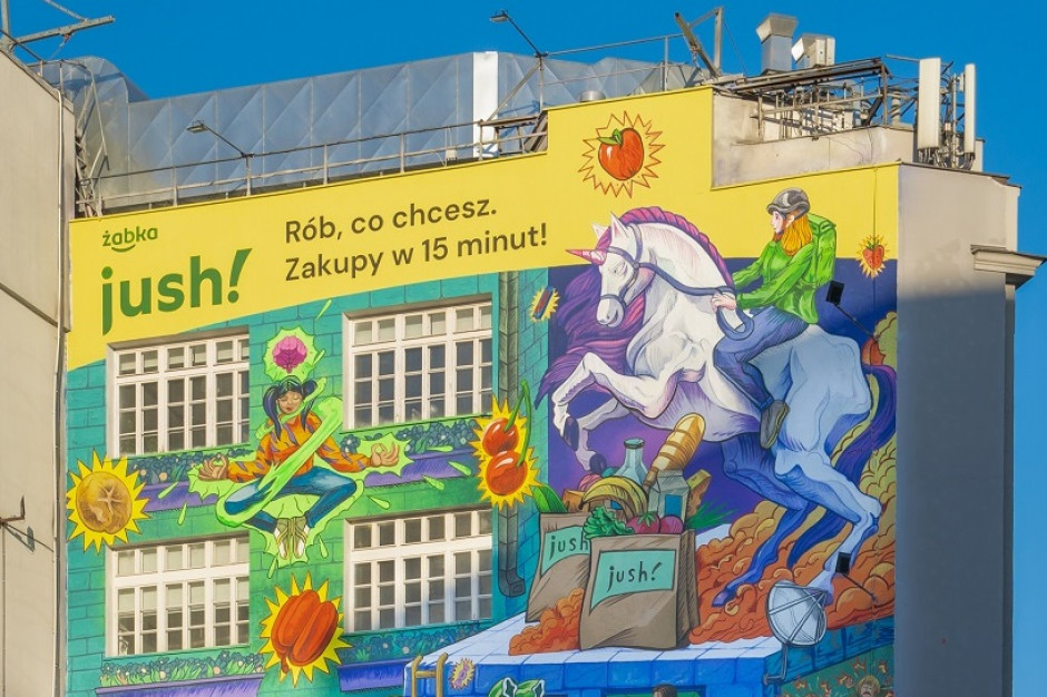 Mural Jush, fot. mat. pras. Zakupy w Żabka Jush na muralu. Promocje w aplikacji Żappka
