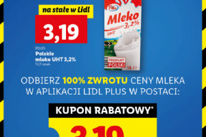 Lidl: Po maśle i serze promocja na mleko ze 100-proc. zwrotem ceny