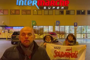 Strajk Solidarności pod Intermarche otwartym w święto (video)