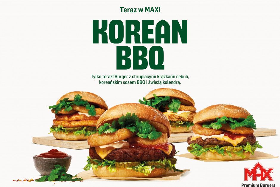 Nowy burger Korean BBQ z świeżą kolendrą dostępny w MAX Premium Burgers