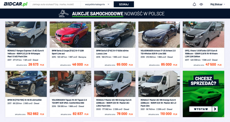 Aukcje aut na Bidcar.pl, fot. mat. pras.