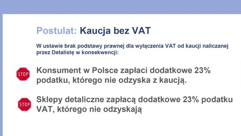 Kaucja bez VAT - jeden z postulatów branży napojowej, fot. mat. pras./dlahandlu.pl